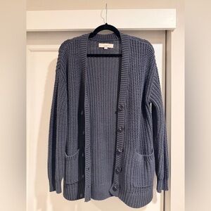 EUC Loft Women's Charcoal Knit Cardigan w/ Pockets Size Small